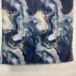 Midnight Marble Gold-Accented Watercolor Abstract Scarf