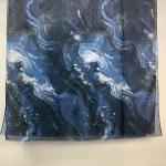 Blue Gold Marble Scarf | Abstract Geode Pattern Cotton Scarf